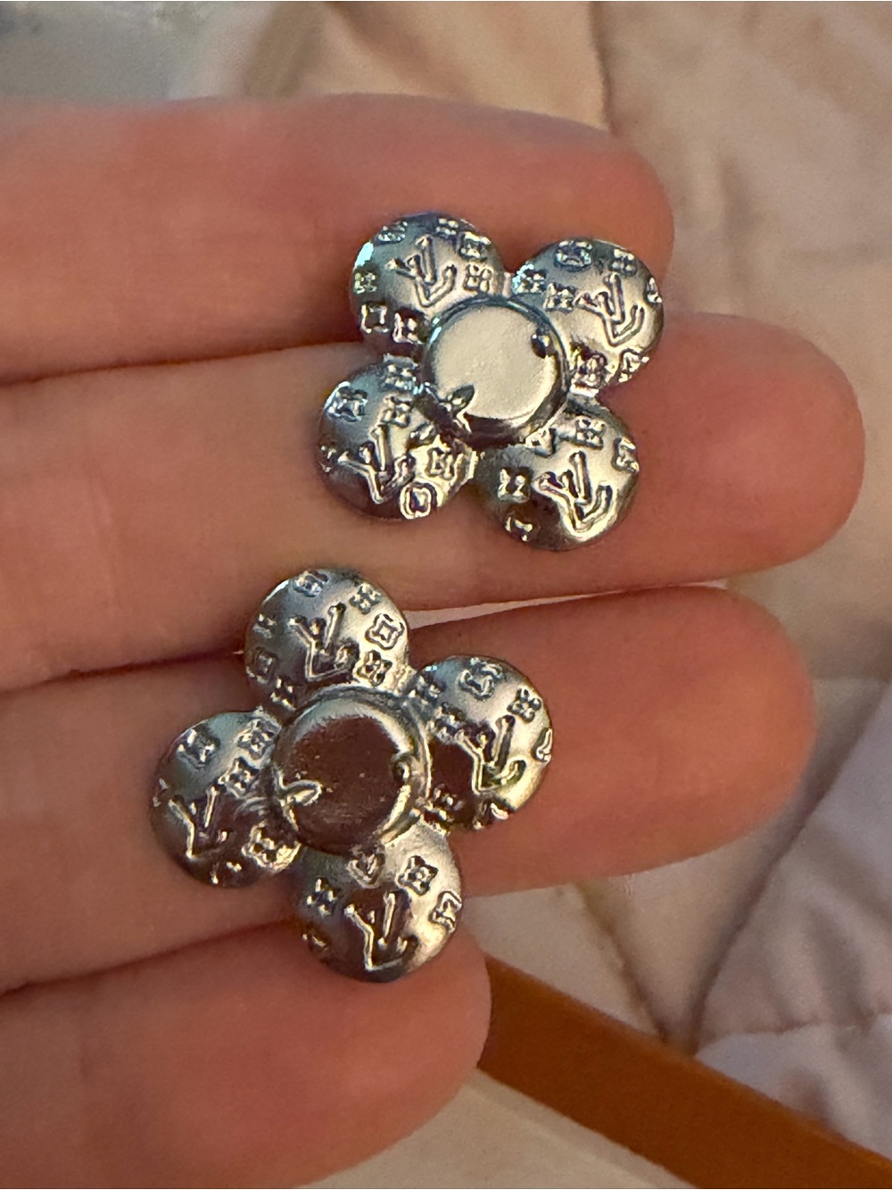 Silver Floral Cluster Stud Earrings - Silver Tone, fashion jewelry - Picture 5 of 6